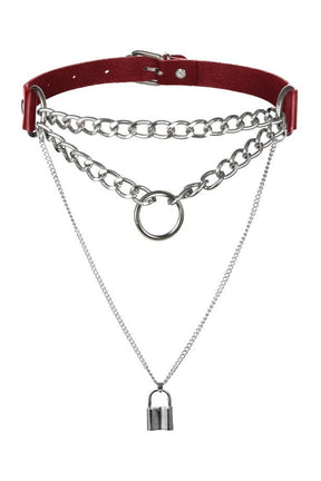 Vibrant red E-girl Aesthetic Necklace accessory.