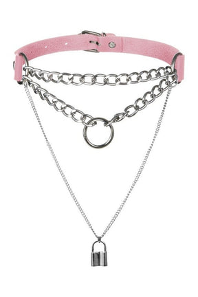 Stylish E-girl Aesthetic Necklace in vibrant pink.