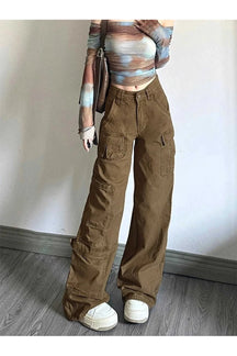 Stylish Earthy Cargo Utility Pants in Brown.