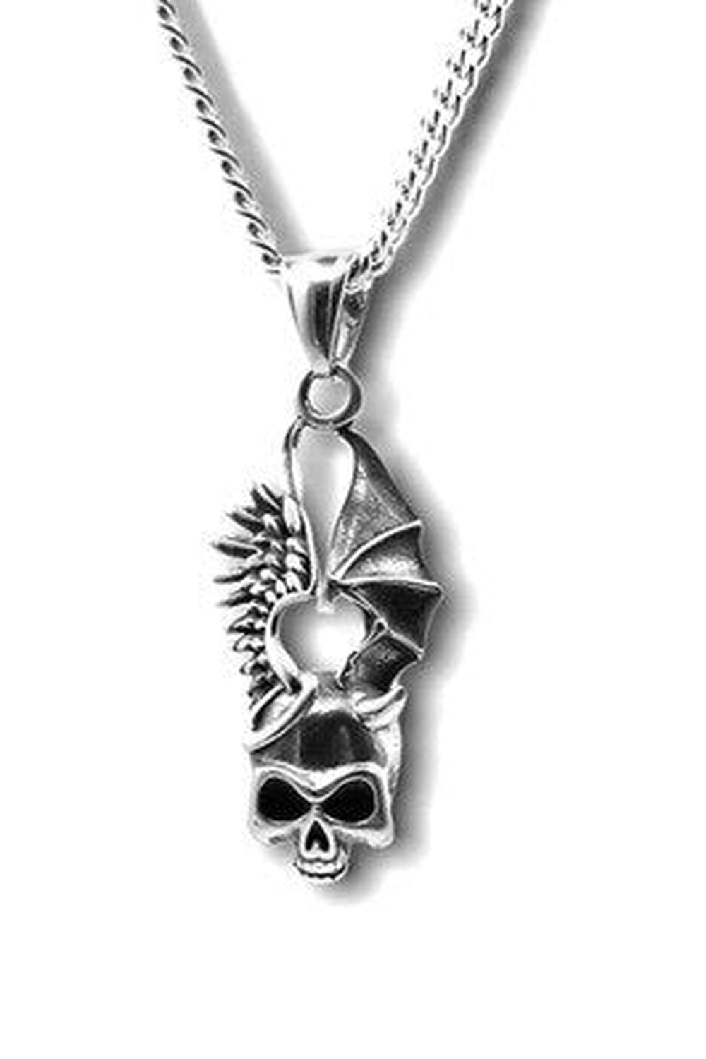 Edgy Butterfly Skull Necklace with E variant.