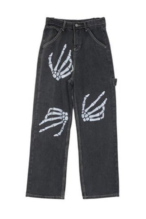 Stylish Egirl Goth Wide Leg Pants in black.