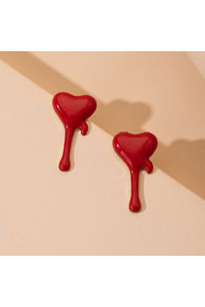 Egirl Heart Red Stud Earrings