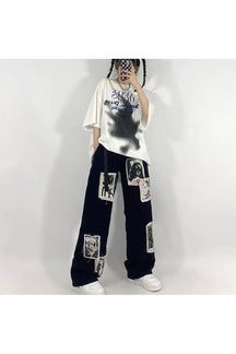 Trendy Egirl Oversize Pants in sleek Black style.