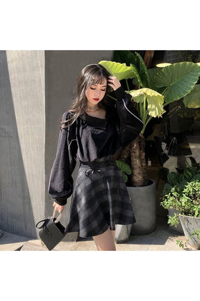 Plaid mini skirt in Dark Gray for Egirl.