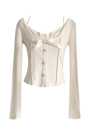 Elegant Bow Button-Up Blouse