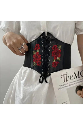 Embroidered Gothic Corset Belt