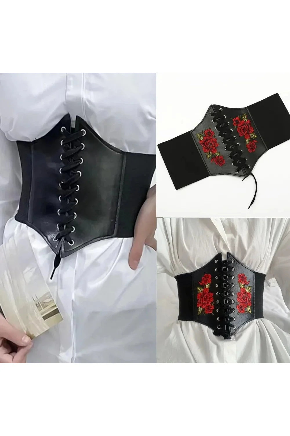 Gothic corset belt in Black 2 embroidery.