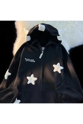 Fall Embroidery Star Hoodie Coat