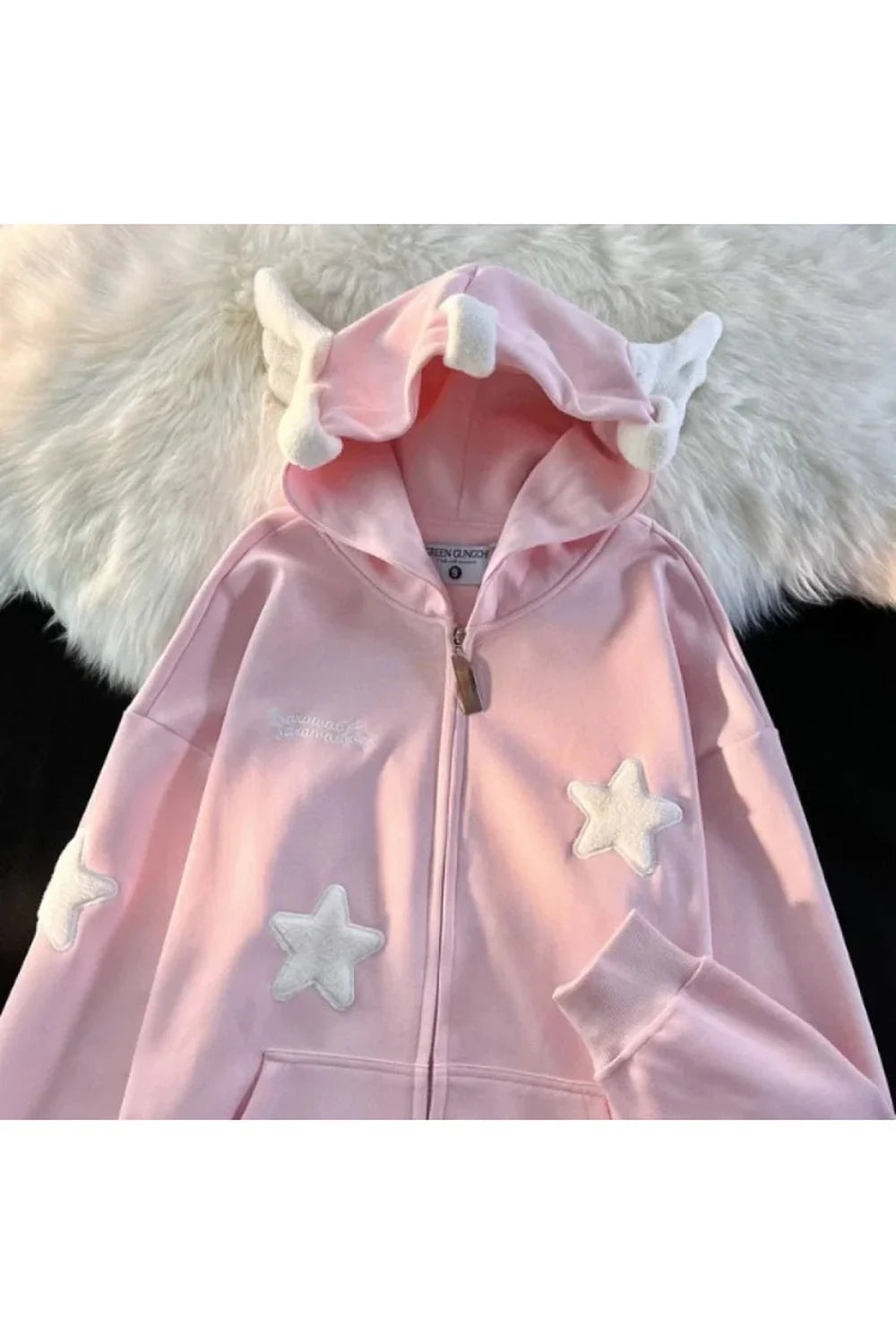 Fall Embroidery Star Hoodie Coat