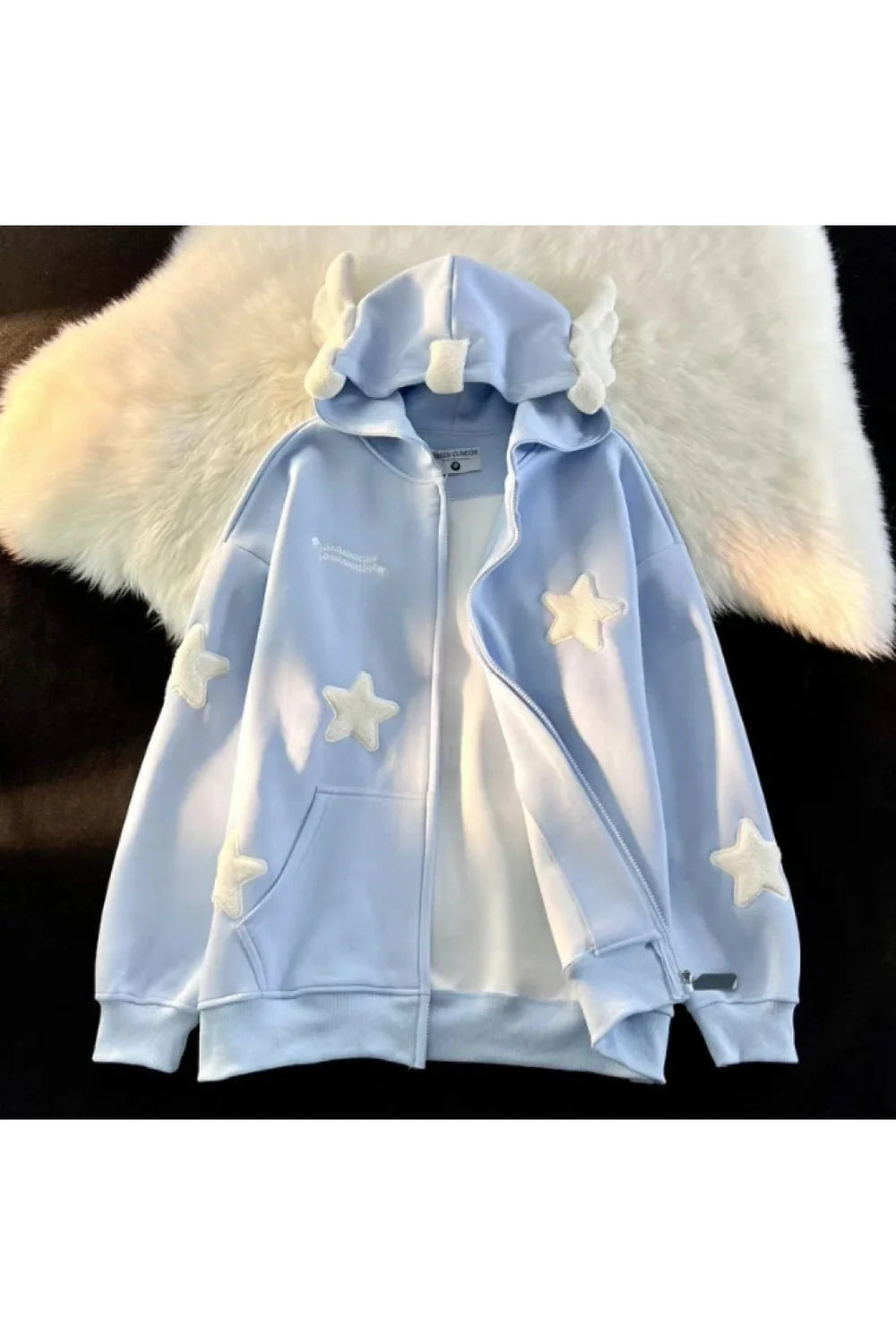 Fall Embroidery Star Hoodie Coat