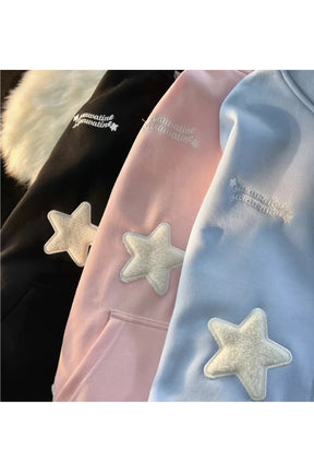 Fall Embroidery Star Hoodie Coat