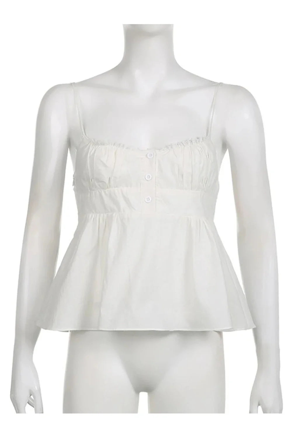 White Ethereal Peplum Top, delicately flowing design.