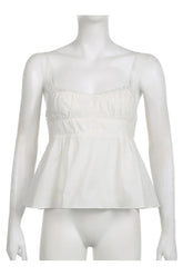 White Ethereal Peplum Top, delicately flowing design.