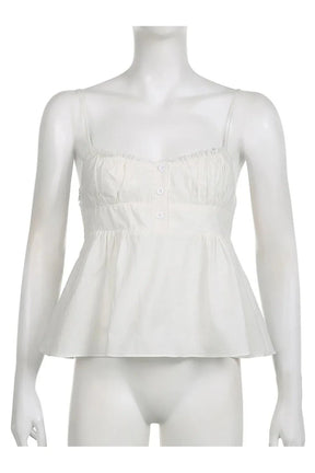 White Ethereal Peplum Top, delicately flowing design.