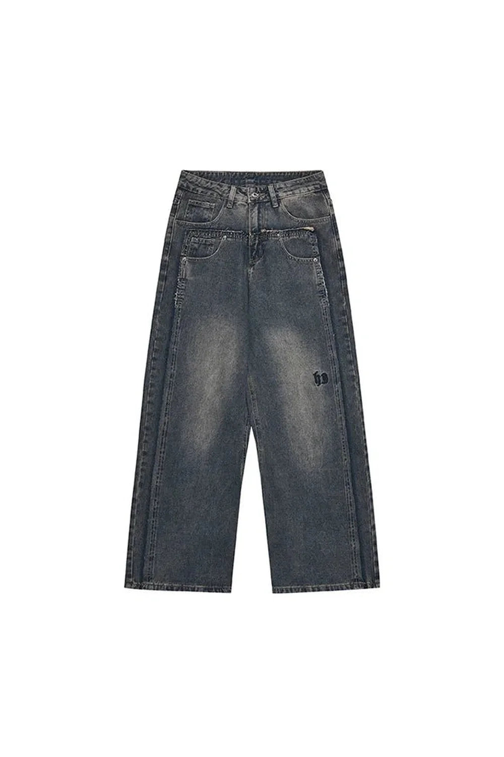 Blue Extreme Wide-Leg Baggy Jeans, oversized design.