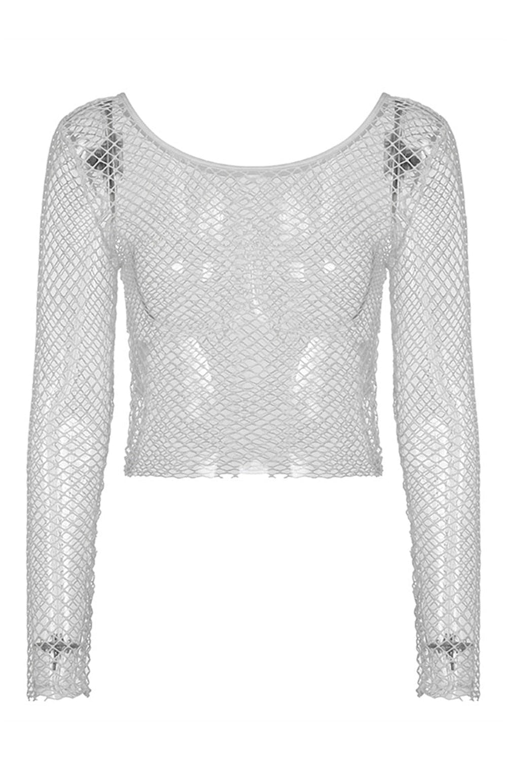 Stylish Fairy Grunge Knit Crop Top in White Net.