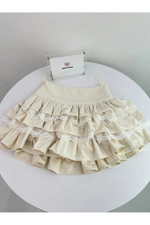 Apricot Fairycore Romantic Mini Skirt, whimsical design.