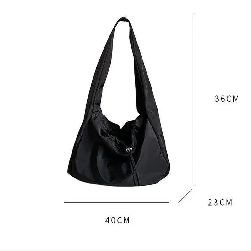 Fashionable Black Nylon Bucket Handbag