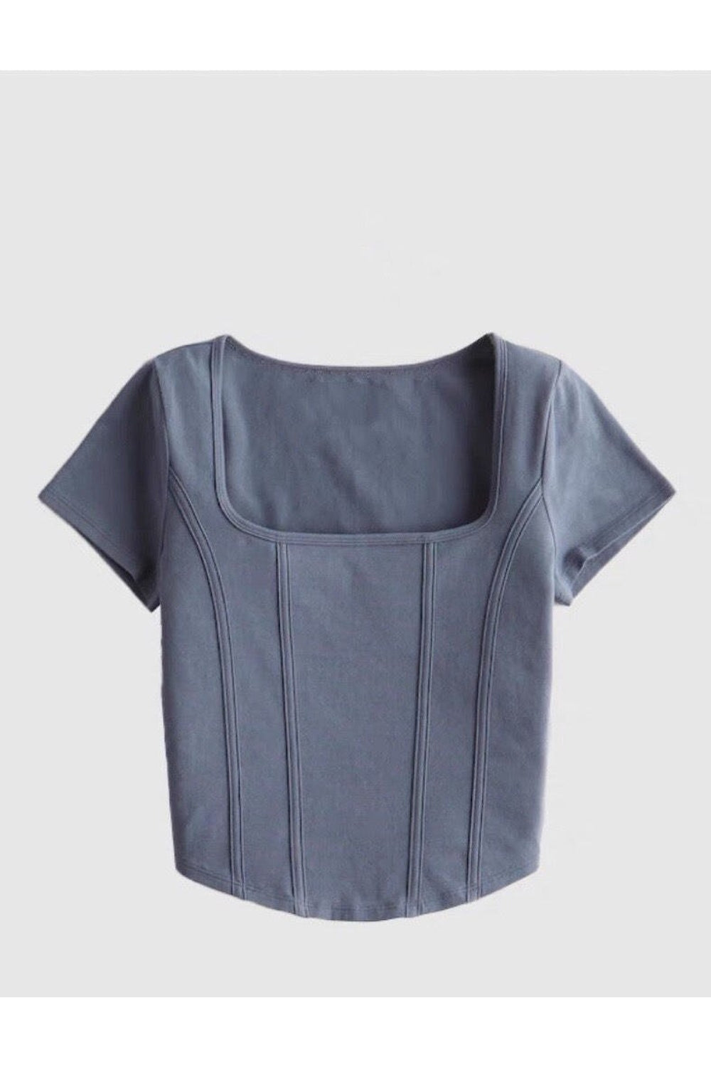 Stylish Acubi Fish Bone Crop Top in grey blue.