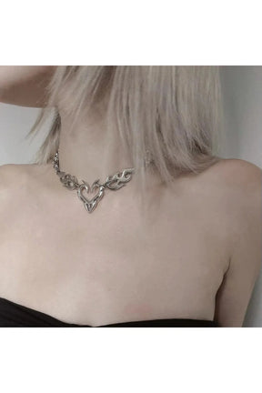 Flame Heart Punk Necklaces