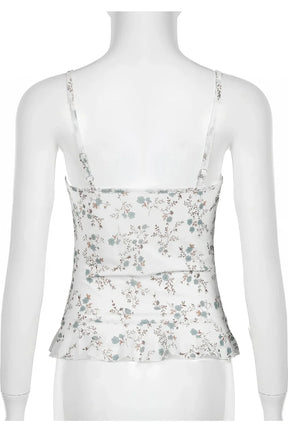 Floral Lace-Trim Peplum Top