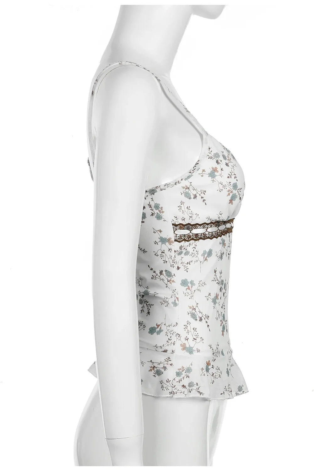 White Floral Lace-Trim Peplum Top with elegance.