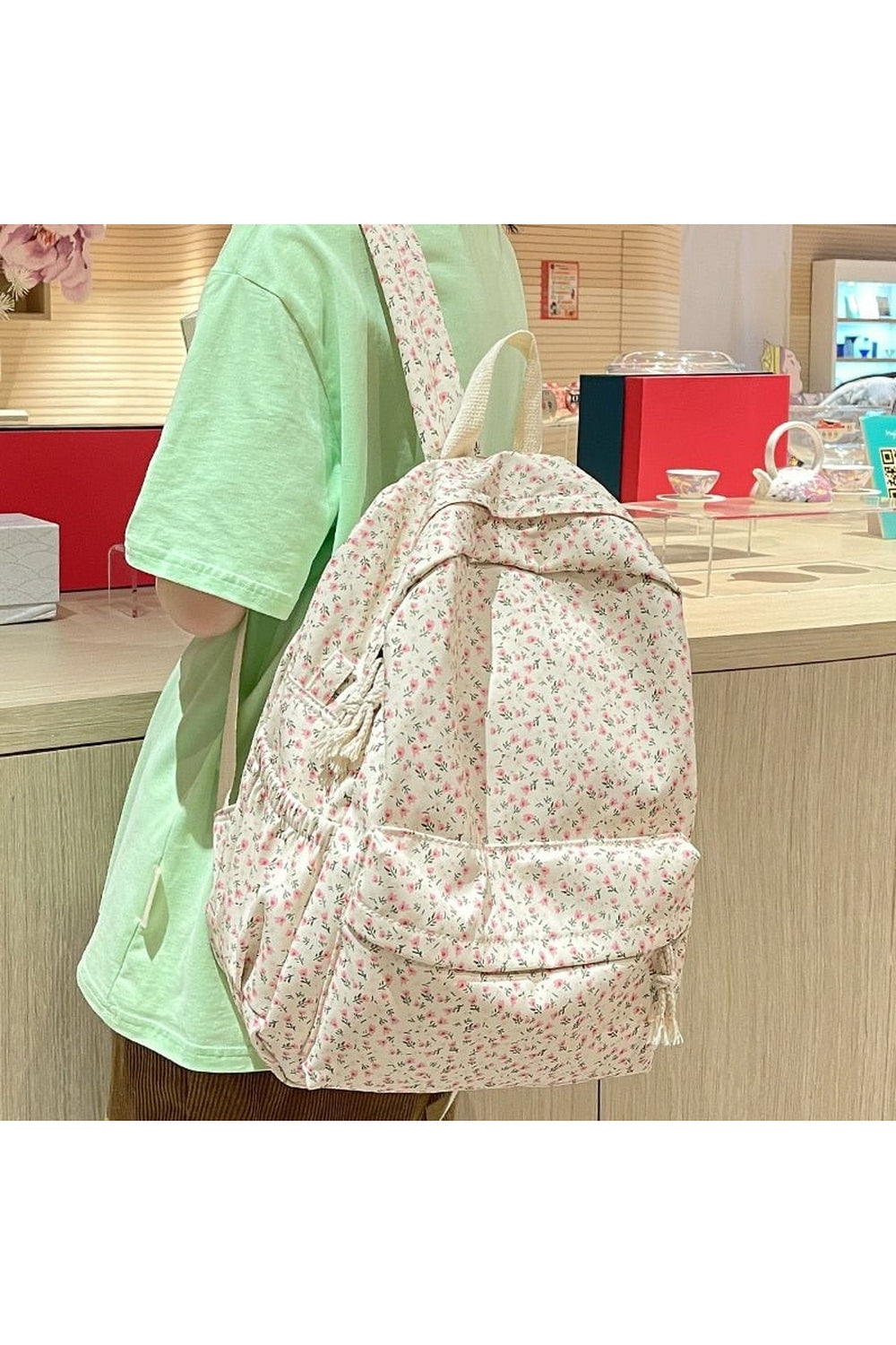 Floral Print College Backpack