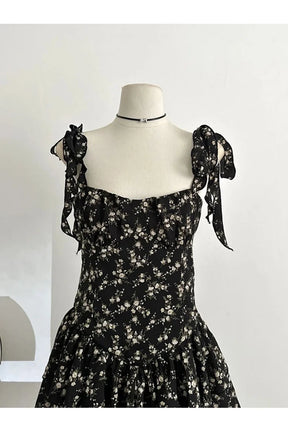 Floral Ruffle Tie-Strap Dress