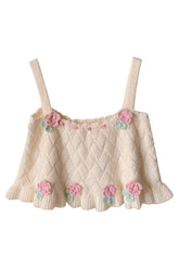 Flower Embroidery Tank Top in Picture Color with floral pattern.