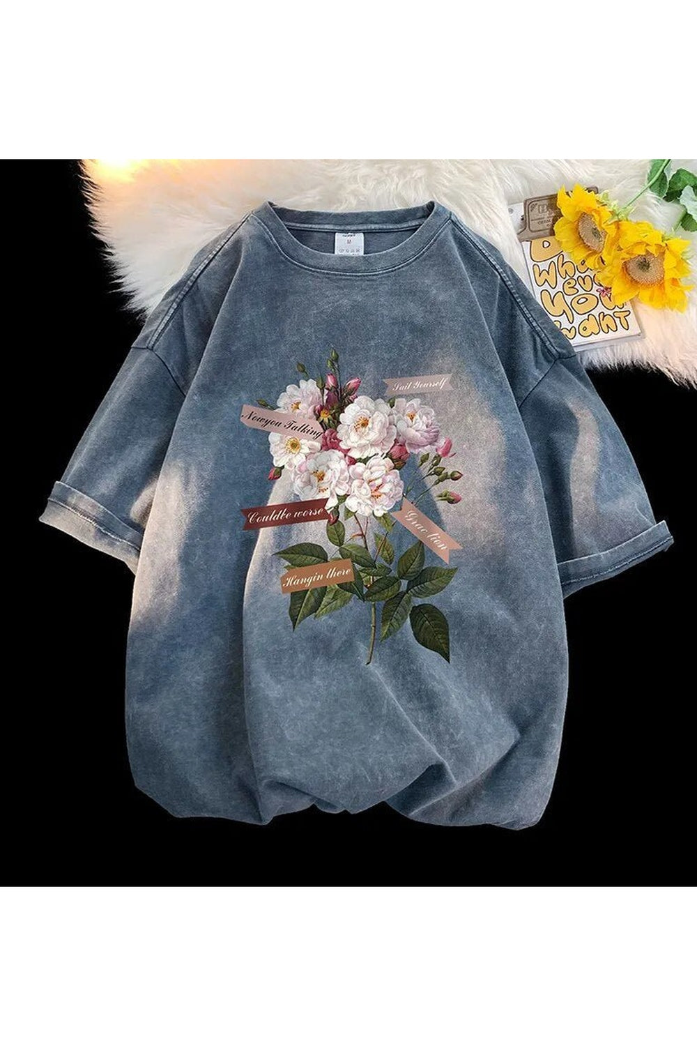 Flowers Gothic Cotton T-shirt