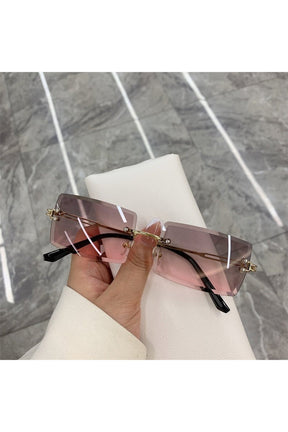 Modern frameless shades in Glod-Grey Pink tint.