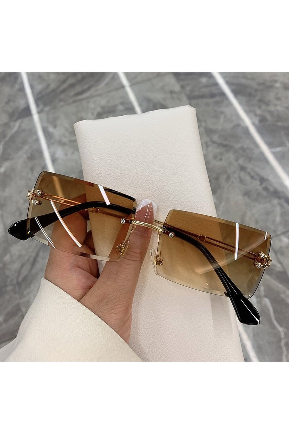 Frameless Rectangle Shades Sunglasses