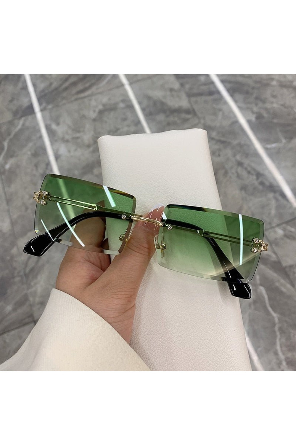 Frameless Rectangle Shades Sunglasses