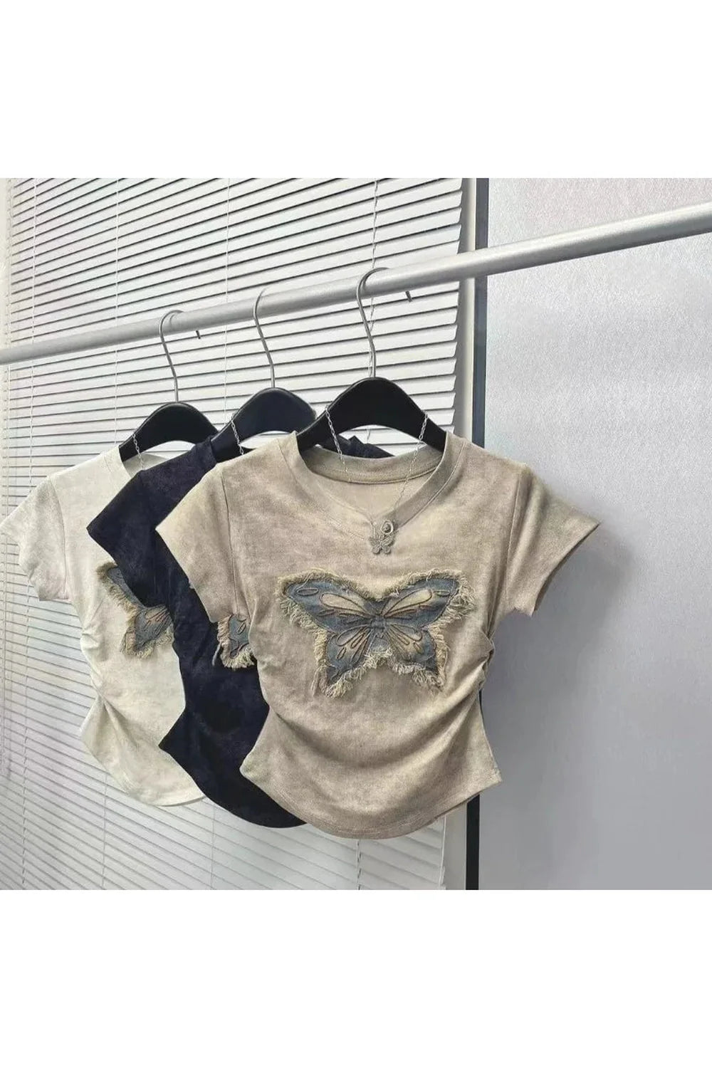 Frayed Butterfly Patch Top