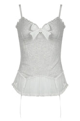 Gray Frosty Frills Camisole Top exudes elegance.