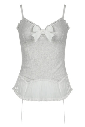 Gray Frosty Frills Camisole Top exudes elegance.