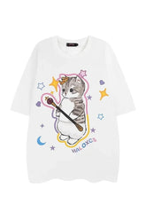 Funny Cat Graphic T-Shirt (W2245): Playful feline design.