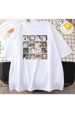 Oversized black Funny Cat Meme T-Shirt.