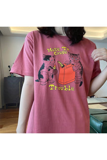 Cute Funny Cat Print T-shirt, variant 1.