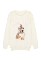 Cozy Fall Fuzzy Bunny Sweater with Sweetheart Design.