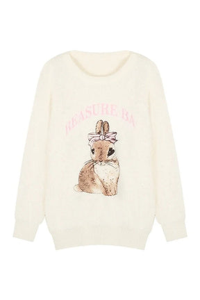 Cozy Fall Fuzzy Bunny Sweater with Sweetheart Design.