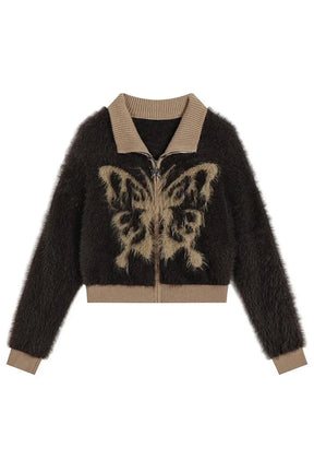 Cozy Brown Butterfly Cardigan for Fall Comfort.