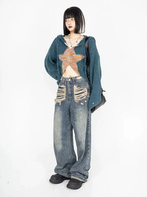 Starry Galactic Grunge Hoodie in Photo Color 1.