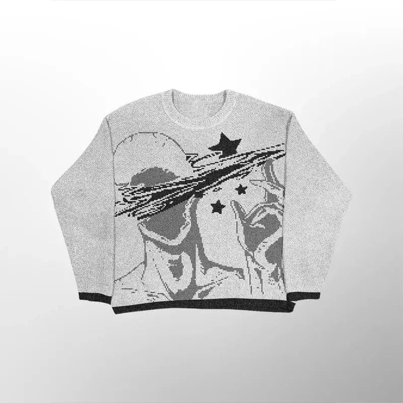 Cozy GRAY Galactic Vision Oversized Sweater for comfort.