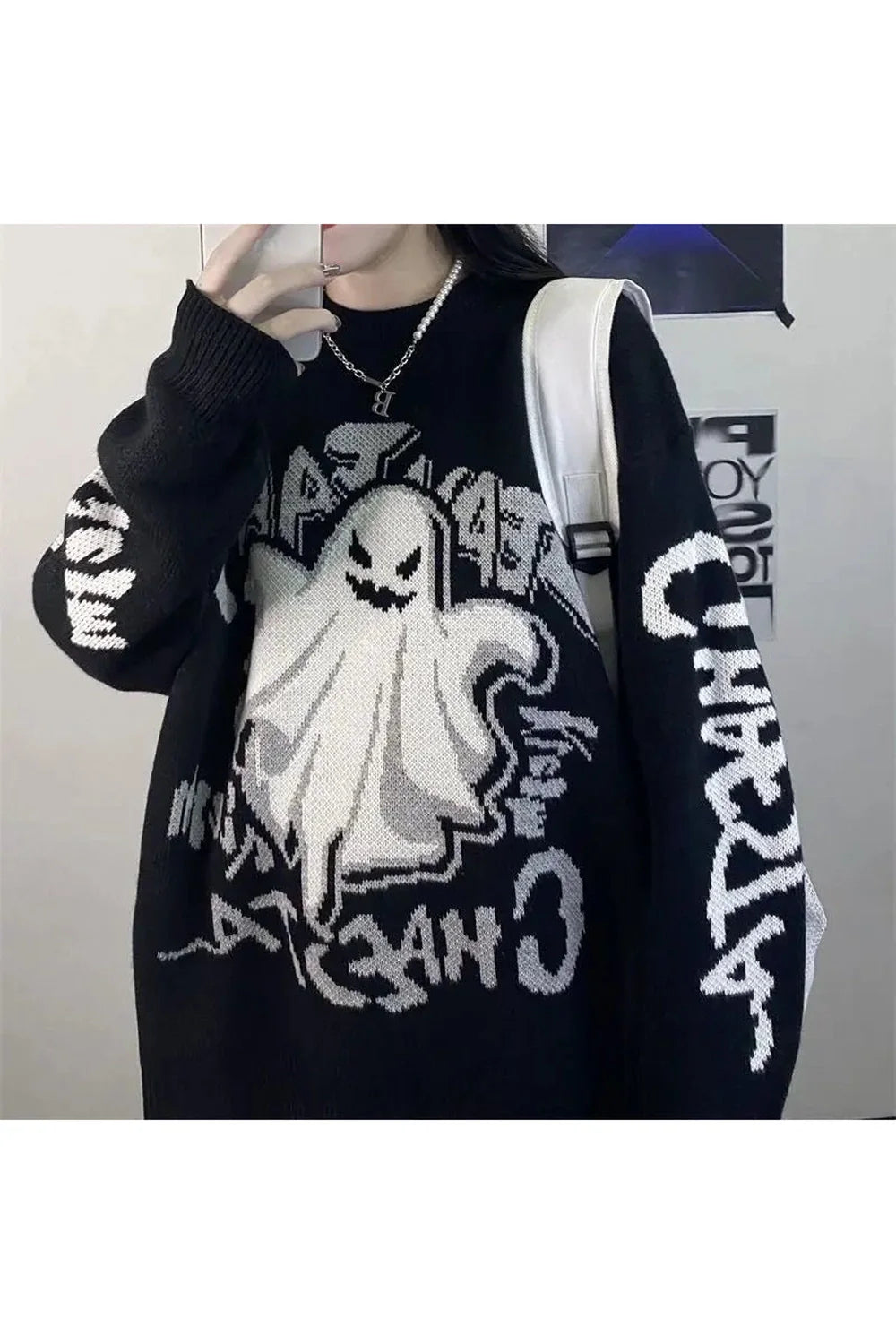 Ghostly Graffiti Knit Sweater