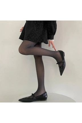 Gray Glimmer Striped Tights: Sparkling striped design.