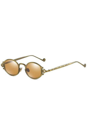 Gold Color Oval Sunglasses