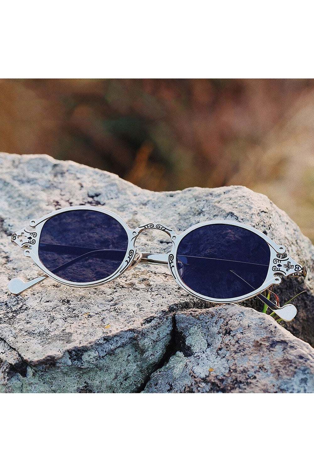 Gold Color Oval Sunglasses