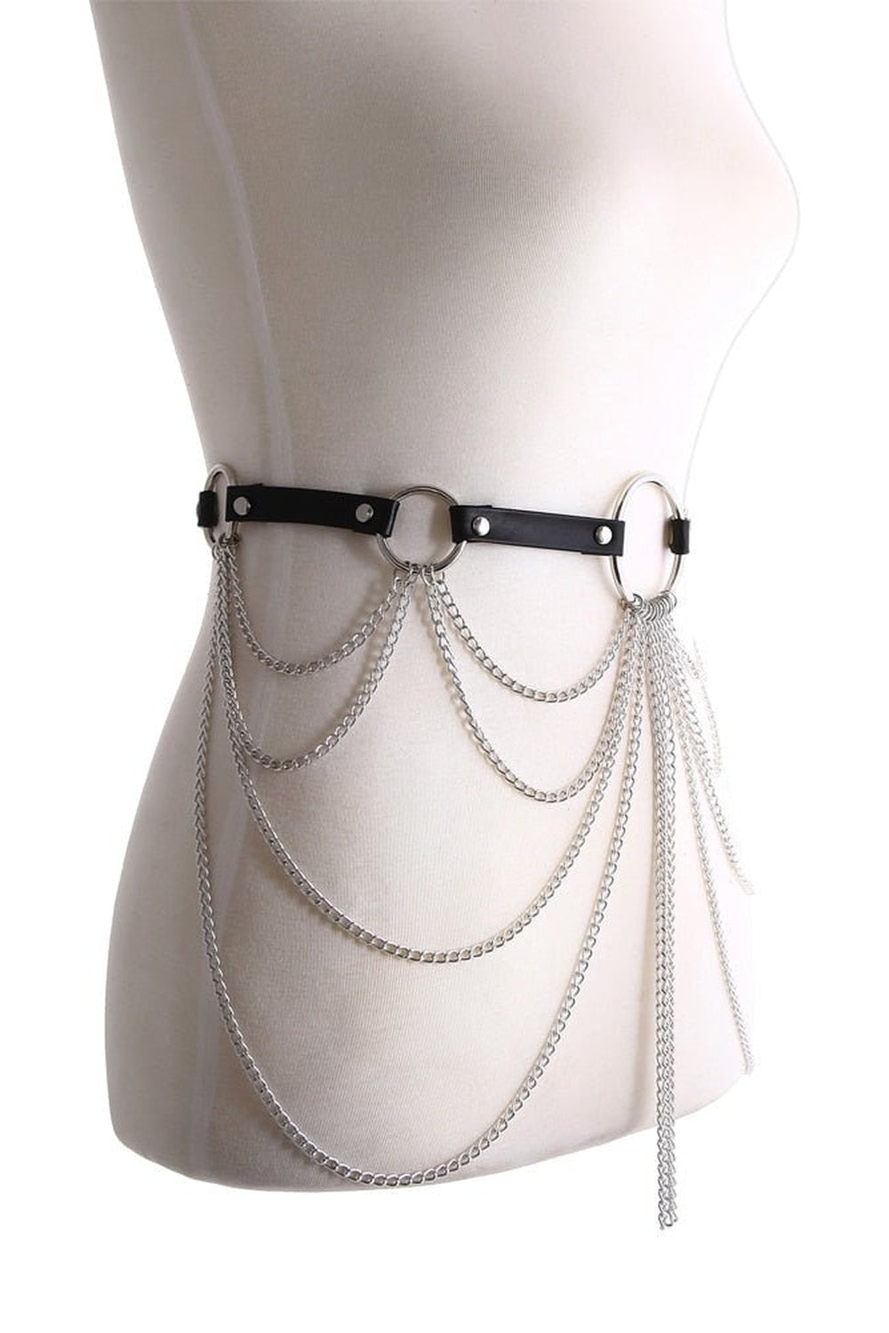 Stylish black Goth Faux Leather Belt accessory.