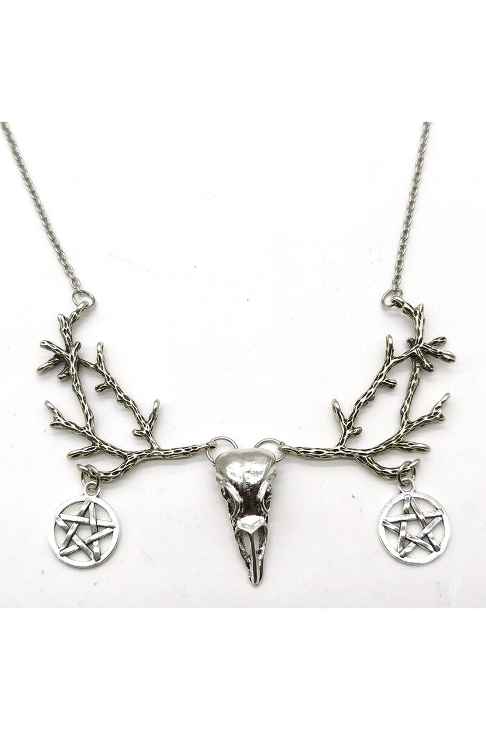 Dark Gothic necklace with intricate tree pendant.